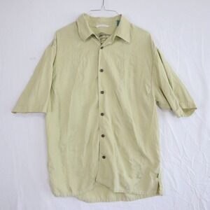 Tommy Bahama Shirt Mens Large Silk Blend Hawaiian Button Up Floral Short Sleeve